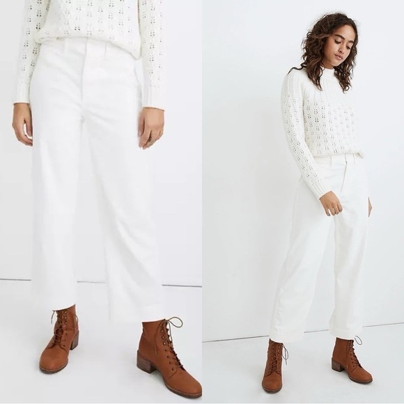 MADEWELL Ermett Crop Corduroy White High Waist White Pants Sz 31 - Picture 1 of 8